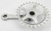 STEEL  CRANKSET ARM 100 mm + 1 CHAINRINGS -  28 T  - Manivelle Droite +  1 Plateaux