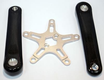 CARBONE CRANKSET ARMS 175 BCD 130 CARRE- Paire manivelles 9/16x20 F