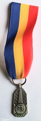 MEDAILLE ruban épingle veston 4 cm bleu/jaune/rouge