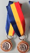 MEDAILLE ruban épingle veston 4 cm bleu/jaune/rouge