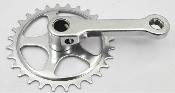 STEEL  CRANKSET ARM 100 mm + 1 CHAINRINGS -  28 T  - Manivelle Droite +  1 Plateaux